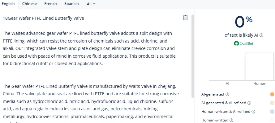 Gear Wafer Ptfe Lined Butterfly Valve
